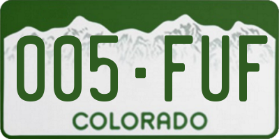 CO license plate 005FUF
