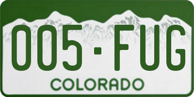 CO license plate 005FUG