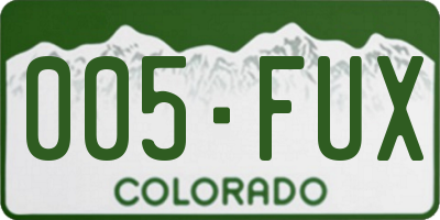 CO license plate 005FUX