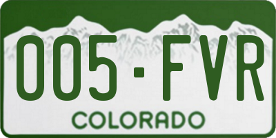 CO license plate 005FVR