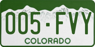 CO license plate 005FVY