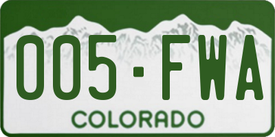 CO license plate 005FWA
