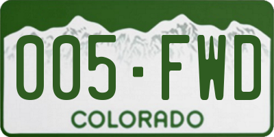 CO license plate 005FWD