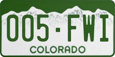 CO license plate 005FWI