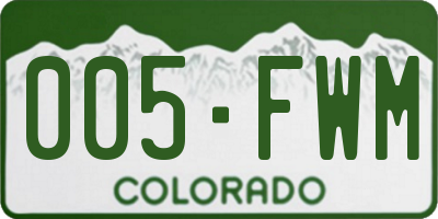 CO license plate 005FWM