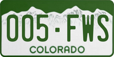 CO license plate 005FWS