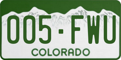 CO license plate 005FWU