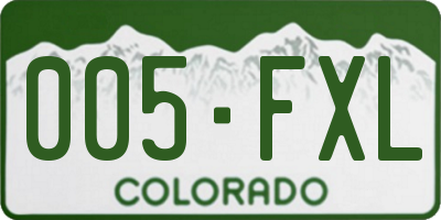 CO license plate 005FXL