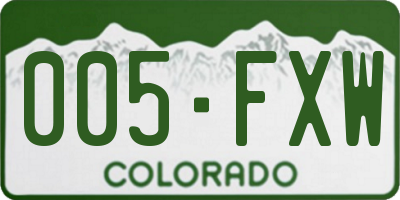 CO license plate 005FXW