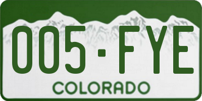 CO license plate 005FYE