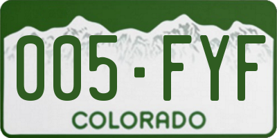 CO license plate 005FYF