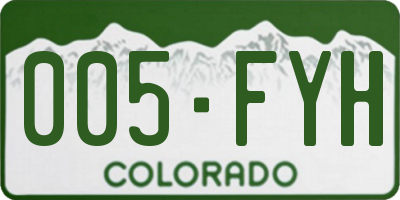 CO license plate 005FYH