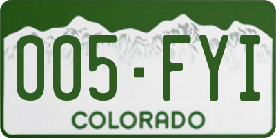 CO license plate 005FYI