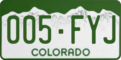 CO license plate 005FYJ