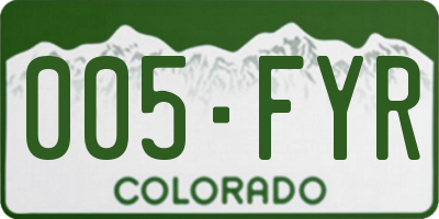 CO license plate 005FYR