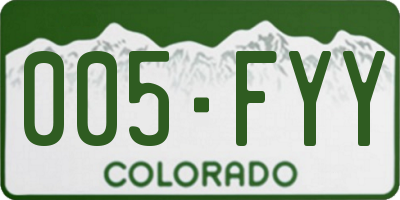 CO license plate 005FYY