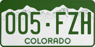 CO license plate 005FZH