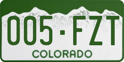 CO license plate 005FZT