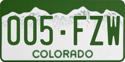 CO license plate 005FZW