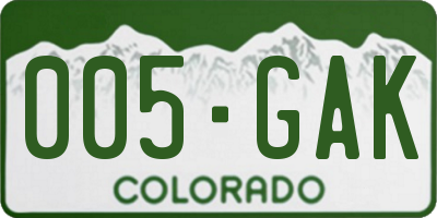 CO license plate 005GAK