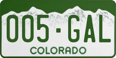 CO license plate 005GAL