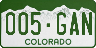 CO license plate 005GAN