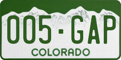 CO license plate 005GAP