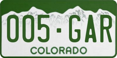 CO license plate 005GAR