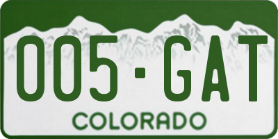 CO license plate 005GAT