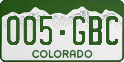 CO license plate 005GBC