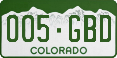 CO license plate 005GBD