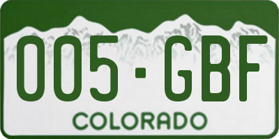 CO license plate 005GBF