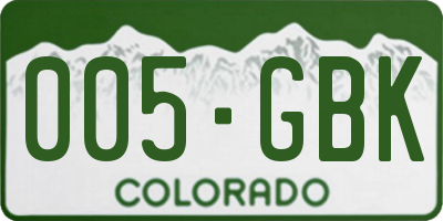 CO license plate 005GBK