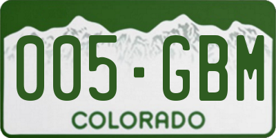 CO license plate 005GBM