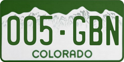 CO license plate 005GBN