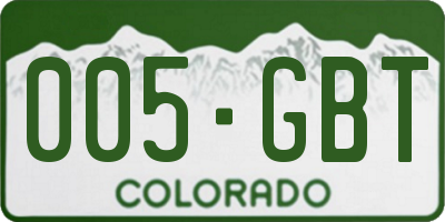 CO license plate 005GBT