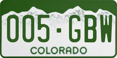 CO license plate 005GBW