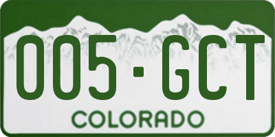CO license plate 005GCT