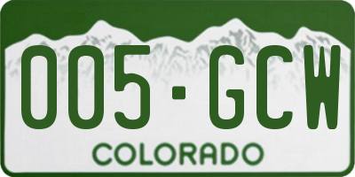 CO license plate 005GCW