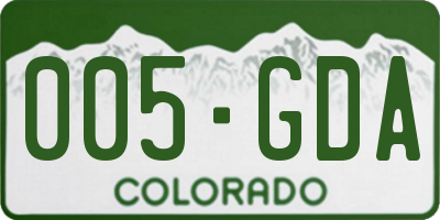 CO license plate 005GDA