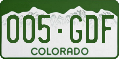 CO license plate 005GDF