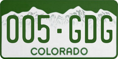 CO license plate 005GDG