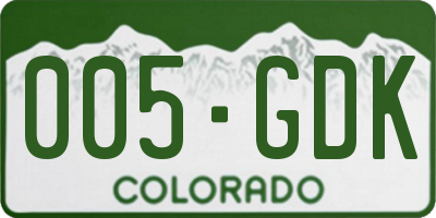 CO license plate 005GDK