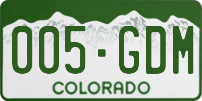 CO license plate 005GDM