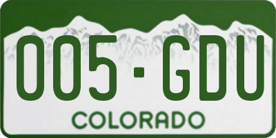 CO license plate 005GDU
