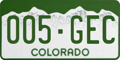 CO license plate 005GEC