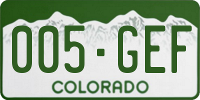CO license plate 005GEF
