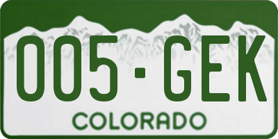 CO license plate 005GEK