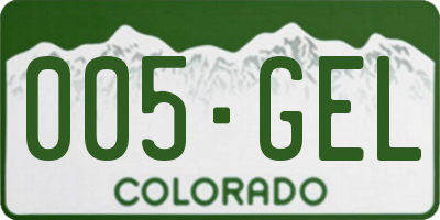 CO license plate 005GEL