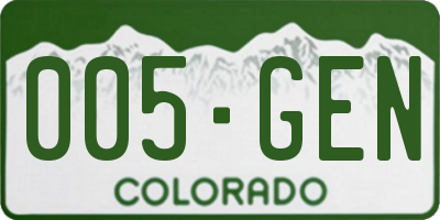 CO license plate 005GEN